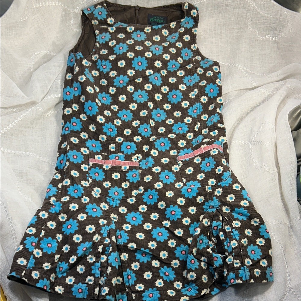 Mini Boden corduroy dress with liner 7-8y